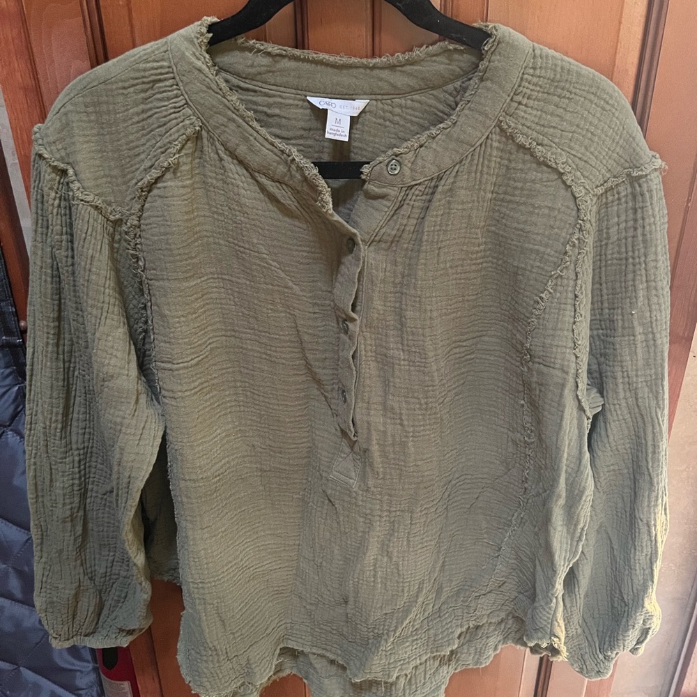 Cato Olive Cotton Blouse